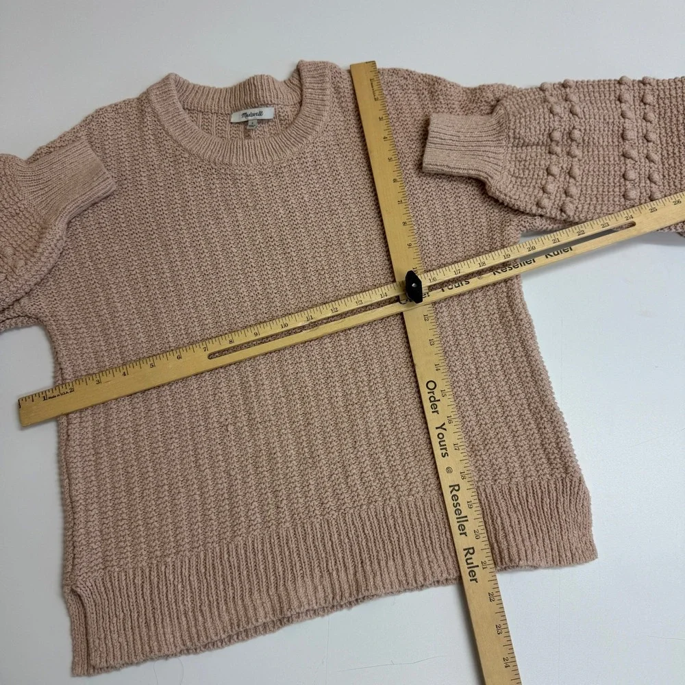 Madewell Sweater Womens Small Tan Avalon Bobble Sleeve Chunky‎ Knit Boho Cozy